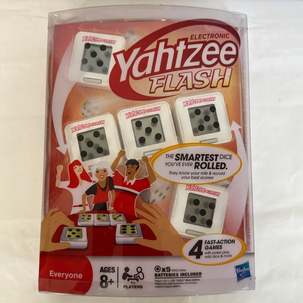 Hasbro Electronic Yahtzee Flash 4 Fast Action Games Poker Play Wild Dice 2011